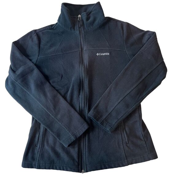Columbia Full Zip Fleece Jacket Womens Sz. Medium Black Outdoor Gorpcore - Picture 1 of 14